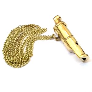 Vintage Style Nautical Brass Whistle Necklace chain